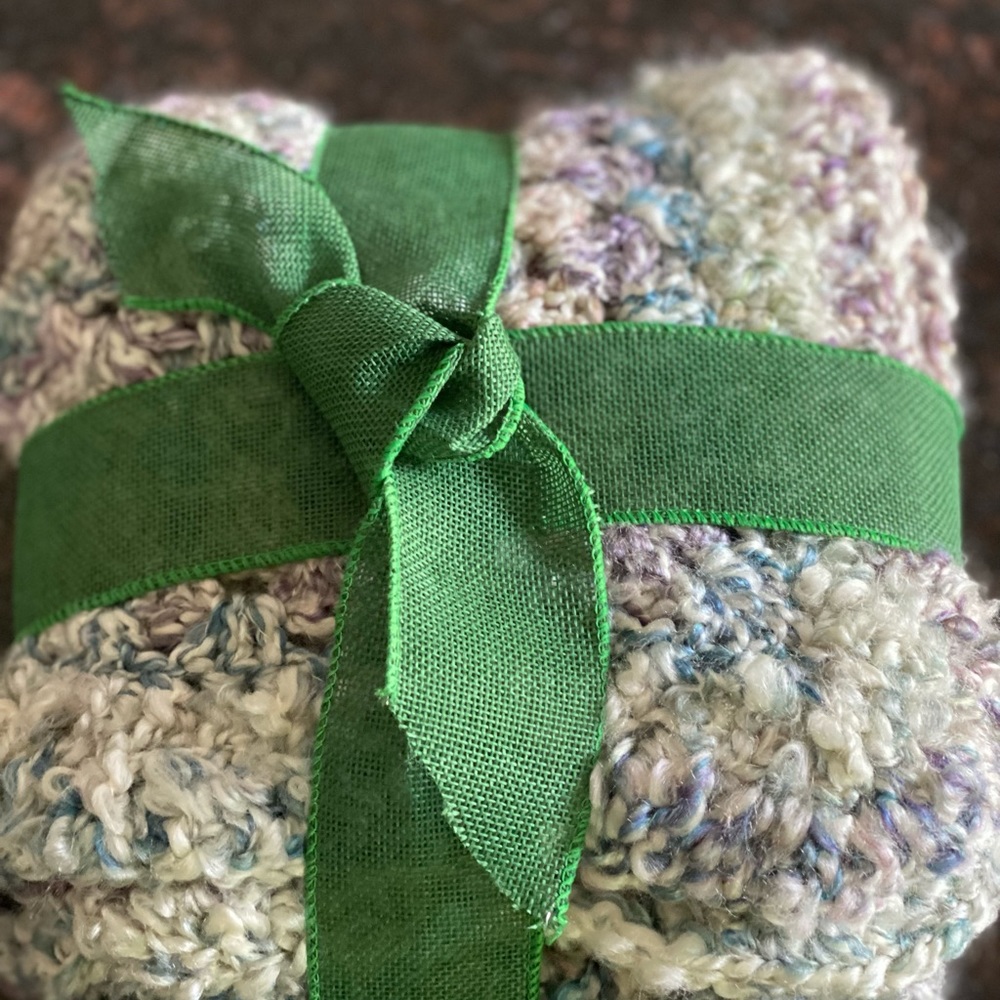 Baby Afghan Handcrafted 35x 35” Neutral Colors